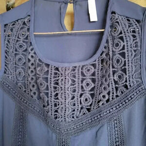 Navy  Summer Top Sleeveless Gauzy Light med